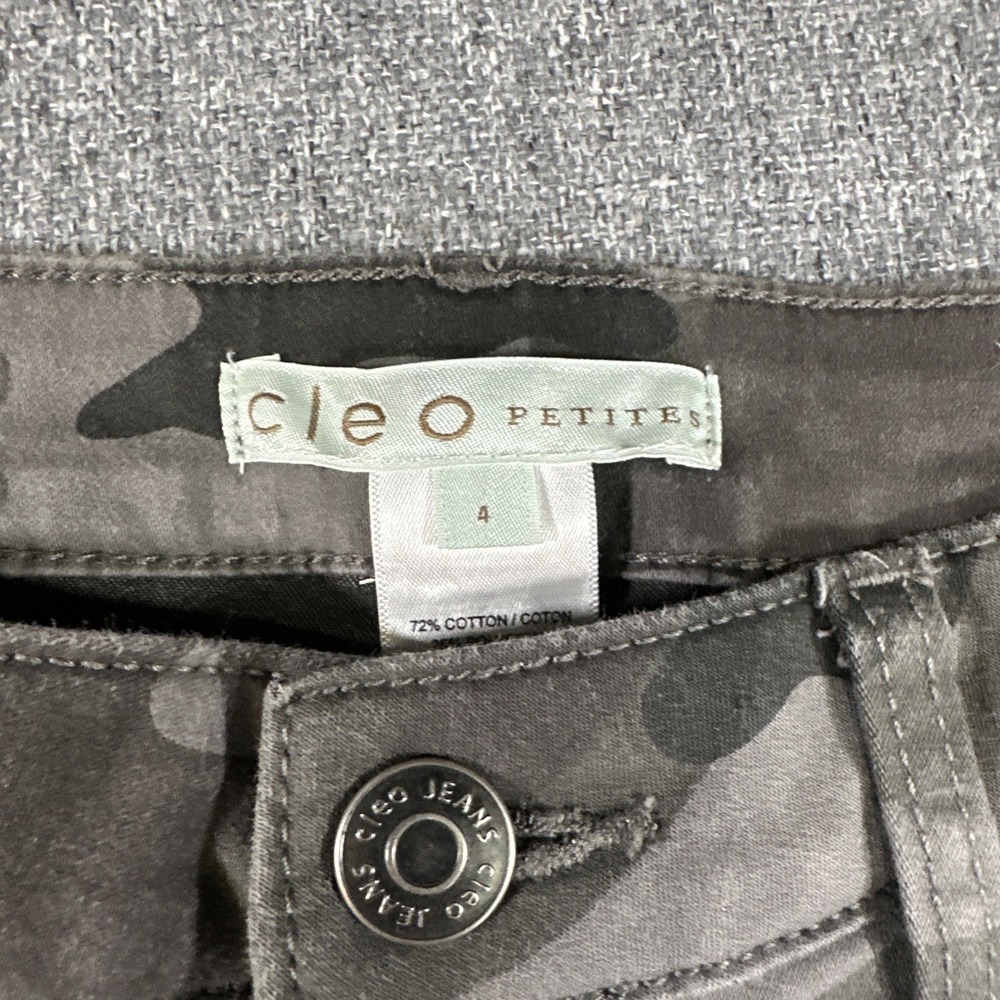 Cleo Petites Womens Size 4 Camo Skinny Jeans Gray Stretch Mid Rise Pants - Picture 6 of 6